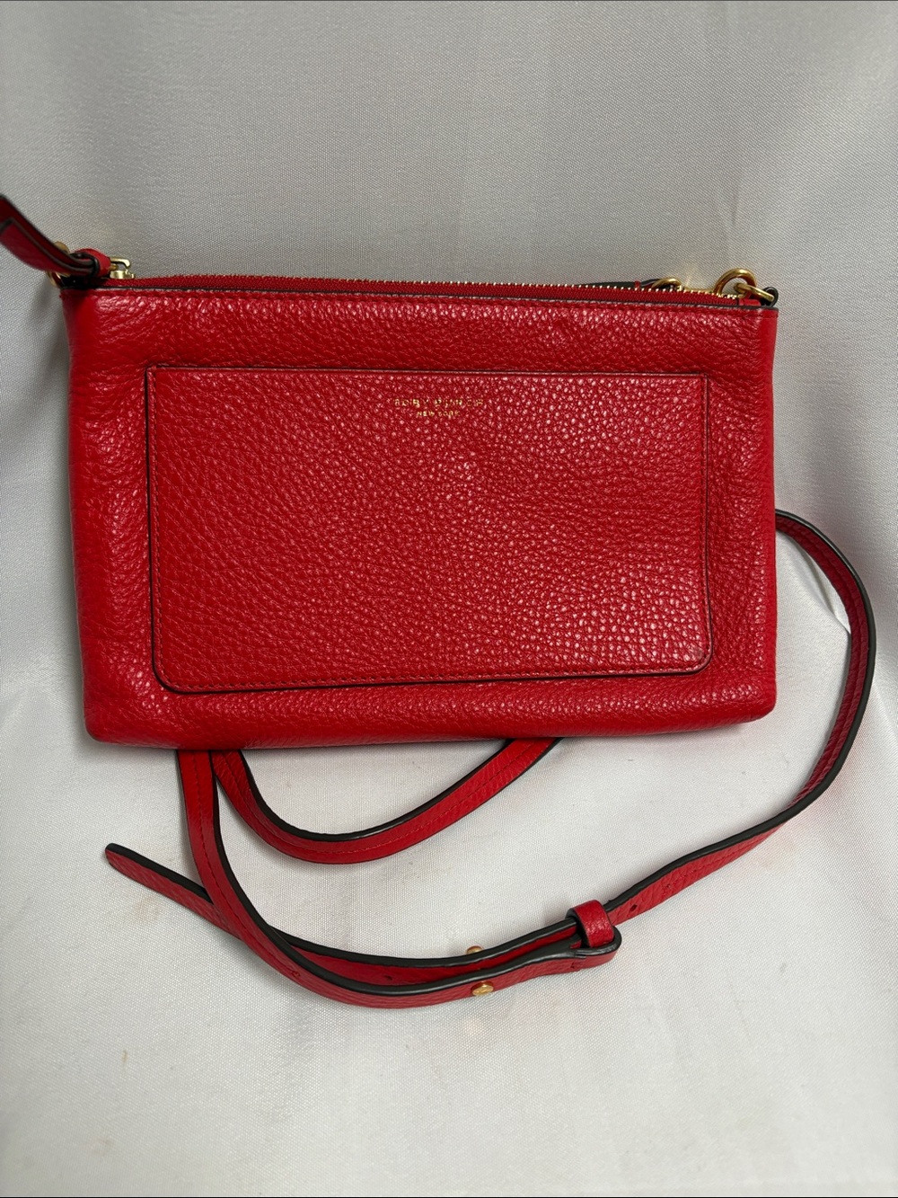 Tory Burch Leather Convertible Clutch Crossbody Bag Red